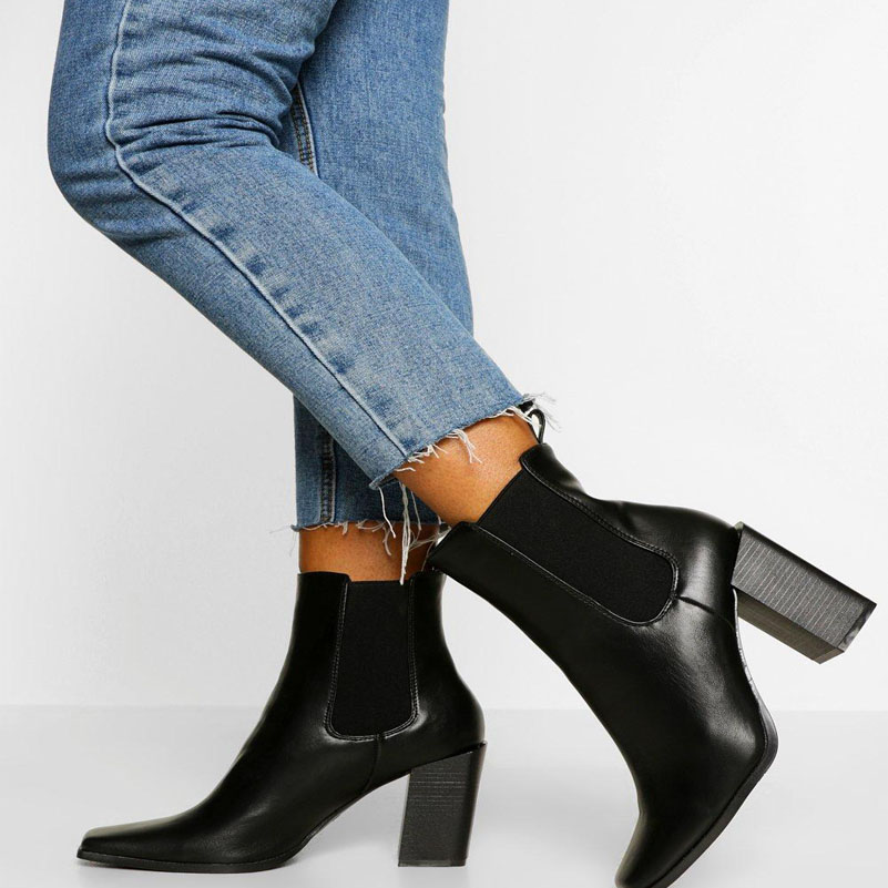 Block Heel Square Toe Chelsea Boots Block Heel Square Toe Chelsea Boots