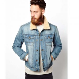 Denim Jacket with Borg Collar