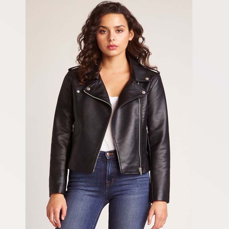 Fitted Faux Leather Jacket