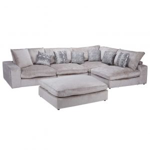 Sapphire Silver Fabric 5 Piece Corner Sofa